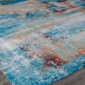 Turquoise/Spice 7 ft. 9 in. x 9 ft. 9 in. Area Rug