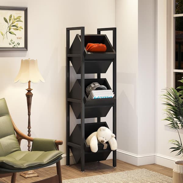 BYBLIGHT 1 Piece 3-Tier Black Fruit Vegetable Storage Basket Stand