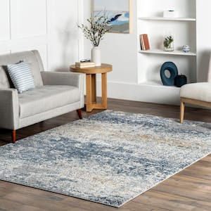 Wilde Tribal Distressed Blue Doormat 3 ft. x 5 ft. Accent Rug