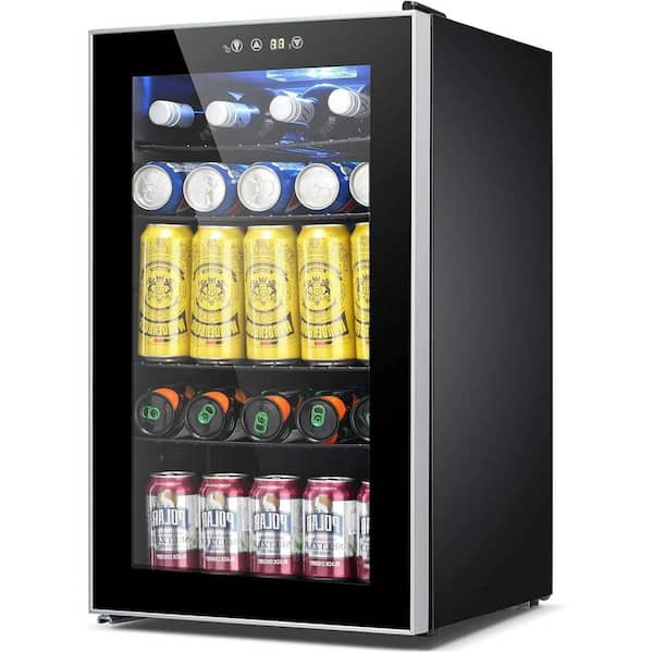 17.01 in. 2.7 cu. ft Single Zone 26-Wine Bottles or 97-Cans Beverage and Wine Cooler in Black for Bottled Beer, Soda