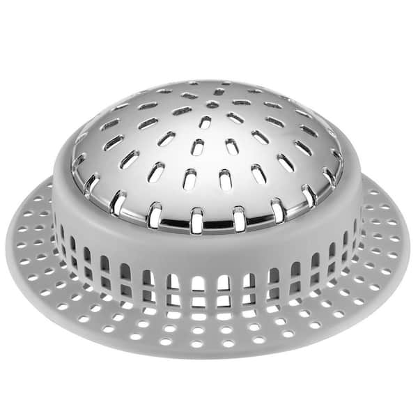 Numhew 1-Piece Large Drain Hair Catcher in Silver, Upgraded Drain Catcher with Silicone Designed for Regular Drains