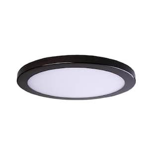 Round Slim Disk Length 11 in. Bronze New Construction Recessed Integrated LED Trim Kit Round Fixture 3000K Warm White