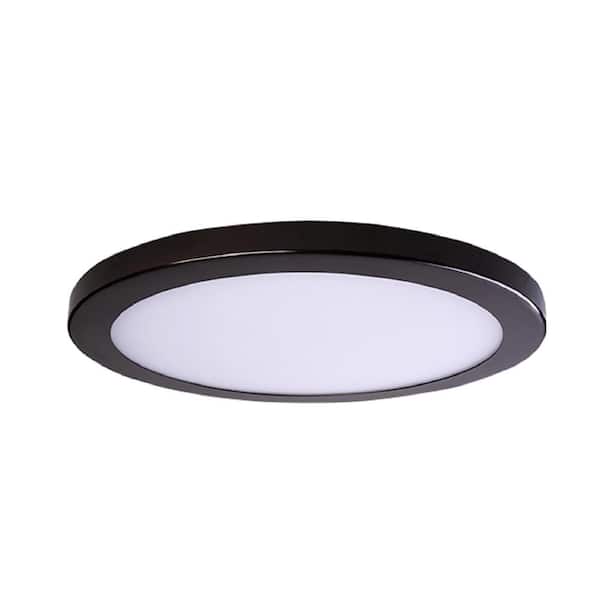 AMAX LIGHTING Round Platter Light Length 15 in. Bronze Round Fixture New Construction Recessed Integrated Led Trim Kit
