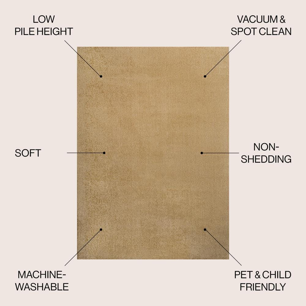 Twyla Yellow Low-Pile Machine-Washable Area Rug, 4 ft. x 6 ft.
