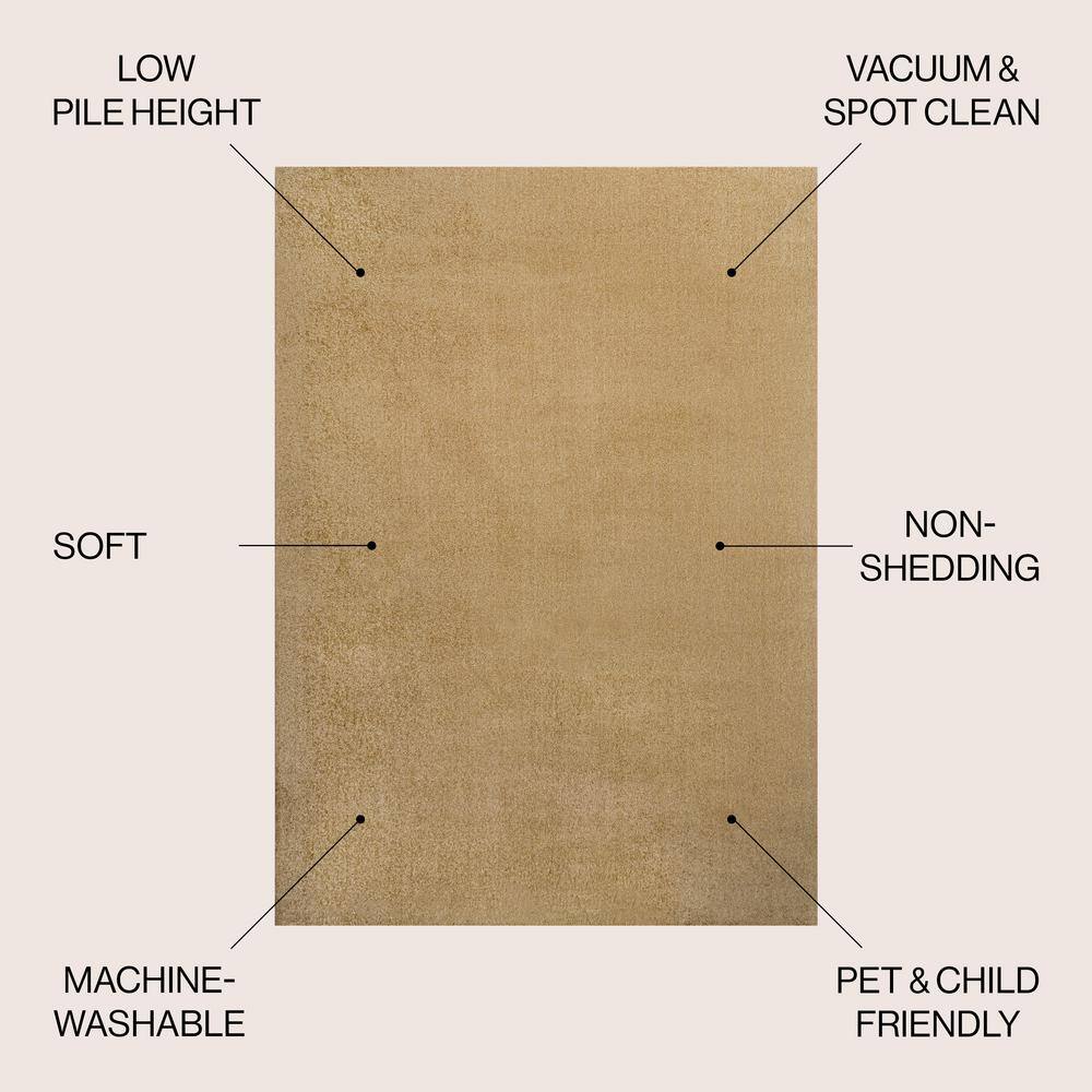 Twyla Yellow Low-Pile Machine-Washable Area Rug 5' x 8'