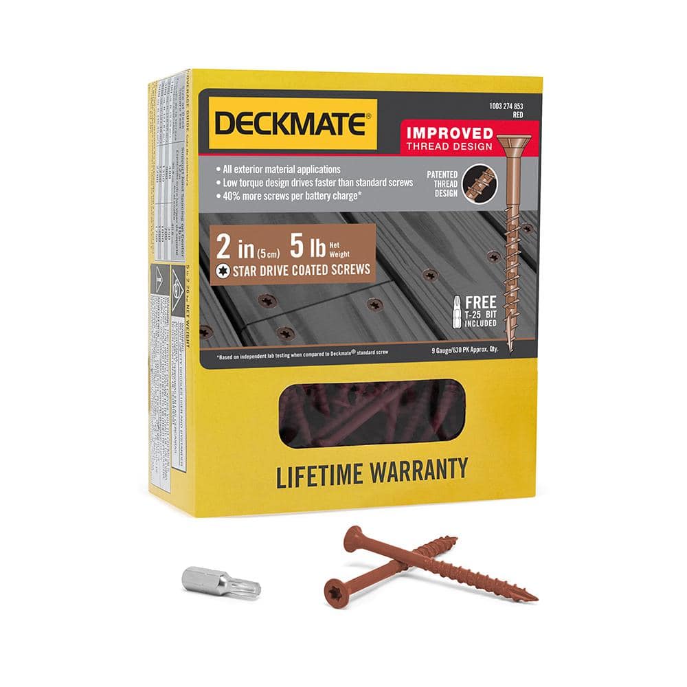 ト*ウ様 2-DEF DECKMATE #9 x 2 in. Red Torx Flat-Head Wood Deck Screw (5 lbs