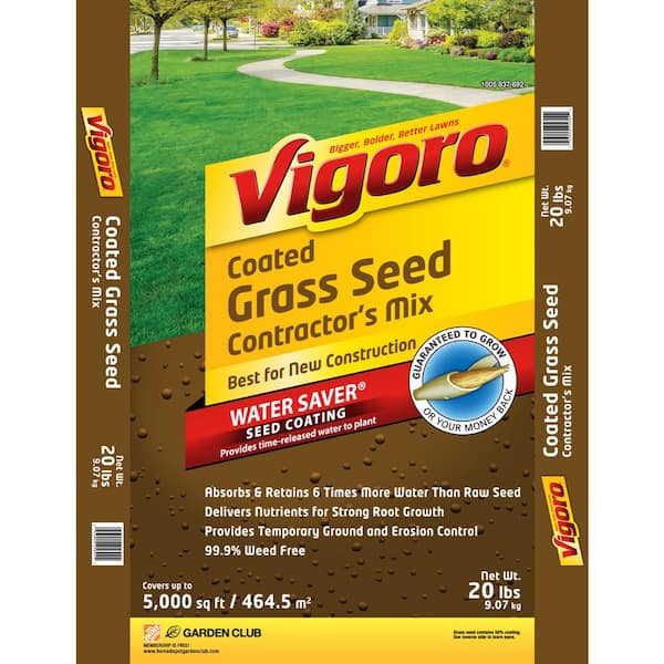 Vigoro 20 Lbs Contractor S Grass Seed Southern Mix With Water Saver Seed Coating 25692 The Home Depot