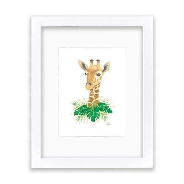 Unbranded Safari Littles "Giraffe" by Alyssa Lewis Individual White Framed with Mat Animal Art Print 14 in. x 11 in.