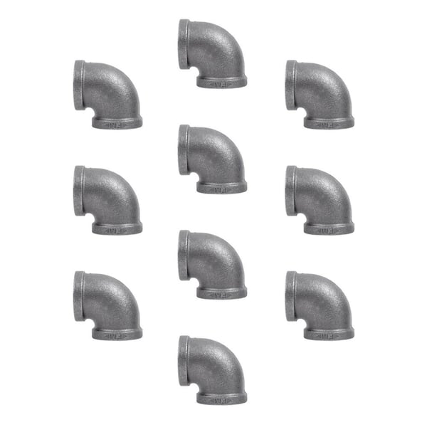 PIPE DECOR 3/8 in. Black Malleable Iron 90 degree FPT x FPT Elbow Fitting (10-Pack)