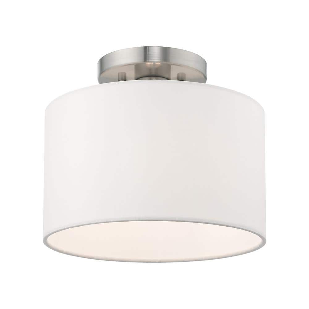 Clark 10" Indoor/Outdoor Brushed Nickel Drum Ceiling Light