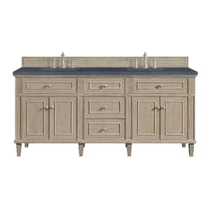 Lorelai 72.0 in. W x 23.5 in. D x 34.06 in. H Bathroom Vanity in Whitewashed Oak with Charcoal Soapstone Top