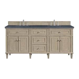 Lorelai 72.0 in. W x 23.5 in. D x 34.06 in. H Double Bath Vanity in Whitewashed Oak with Charcoal Soapstone Quartz Top