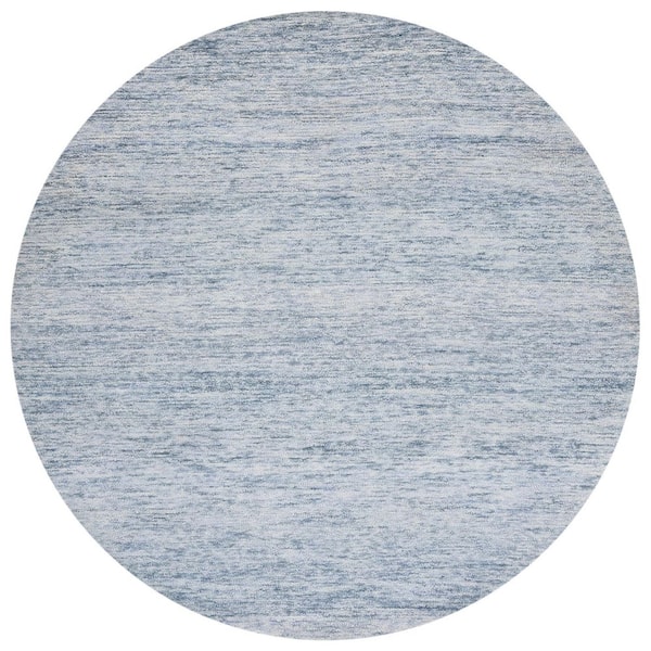 Metro 8 ft. x 8 ft. Blue Gradient Striped Round Area Rug