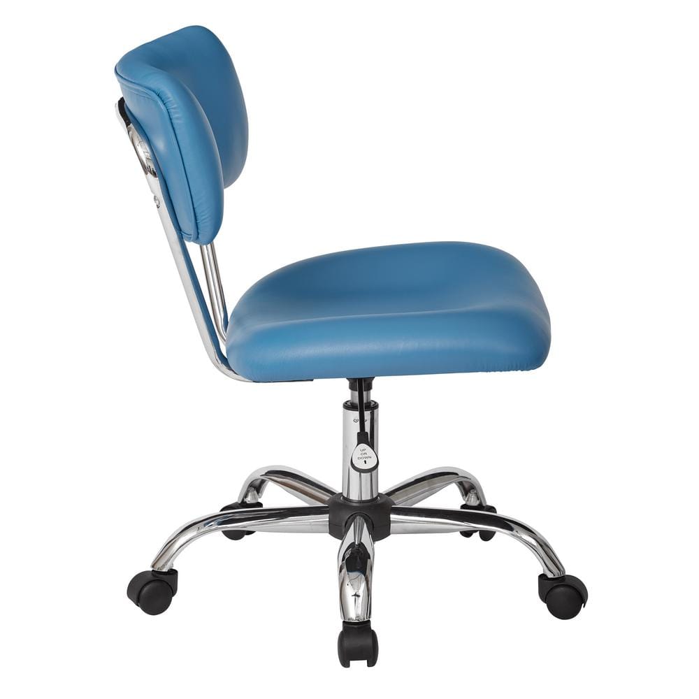 Vista Swivel Low-Back Task Chair in Blue Faux Leather