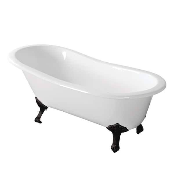 Kingston Brass Aqua Eden Single Slipper 67 in. Cast Iron Clawfoot Bathtub in Matte Black