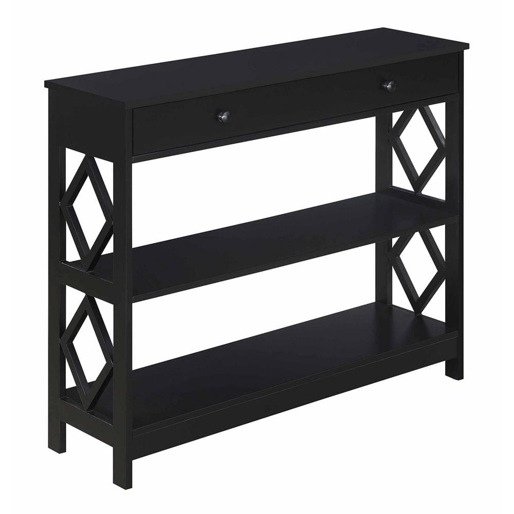 Sleek Diamond 40" Black Console Table with Storage