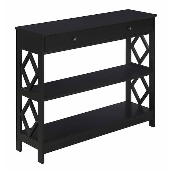 Convenience Concepts Diamond 40 in. Black Wood Rectangle Wood Console Table with 1-Drawer