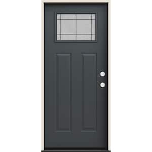 36 in. x 80 in. Left-Hand/Inswing Craftsman Dilworth Decorative Glass Marine Steel Prehung Front Door