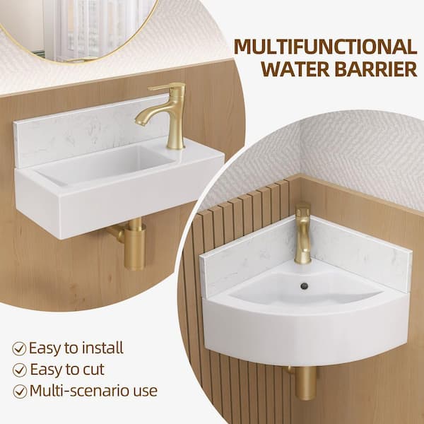 Zeafive Cala 36.5 in. W Cultured Marble Vanity Backsplash Bathroom