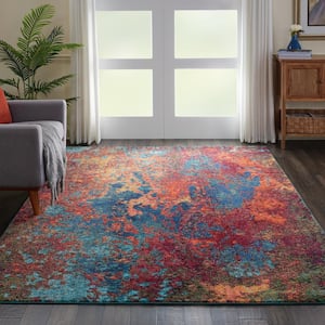 Celestial Atlantic Blue 8 ft. x 11 ft. Abstract Modern Area Rug