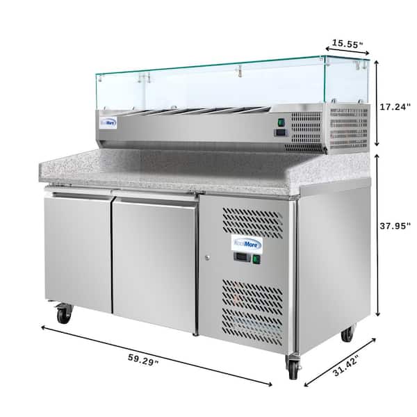 Koolmore 60 in. Commercial Granite Top Pizza Prep Refrigerator