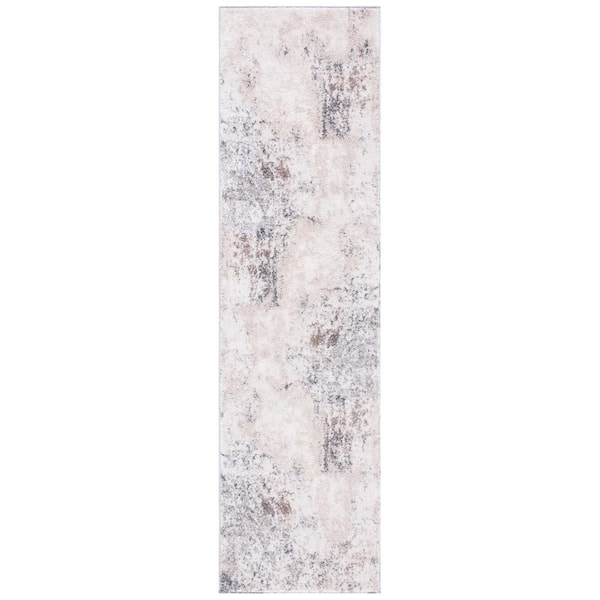 Aston 2 ft. x 5 ft. Ivory/Gray Geometric Distressed Runner Rug