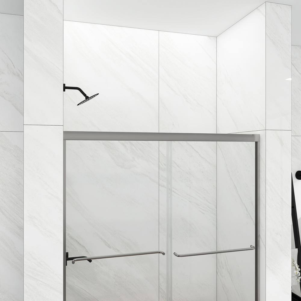 54 in. Chrome Framed Double Sliding Shower Door with Clear Glass
