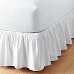 Simple Tuck 14 in. Gathered Solid White King Bed Skirt