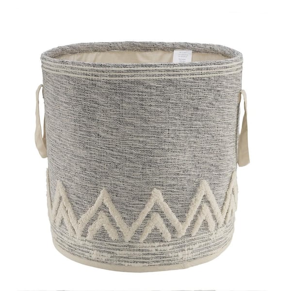 LR Home Amara Modern Gray / White Cotton Tufted Peaks Decorative