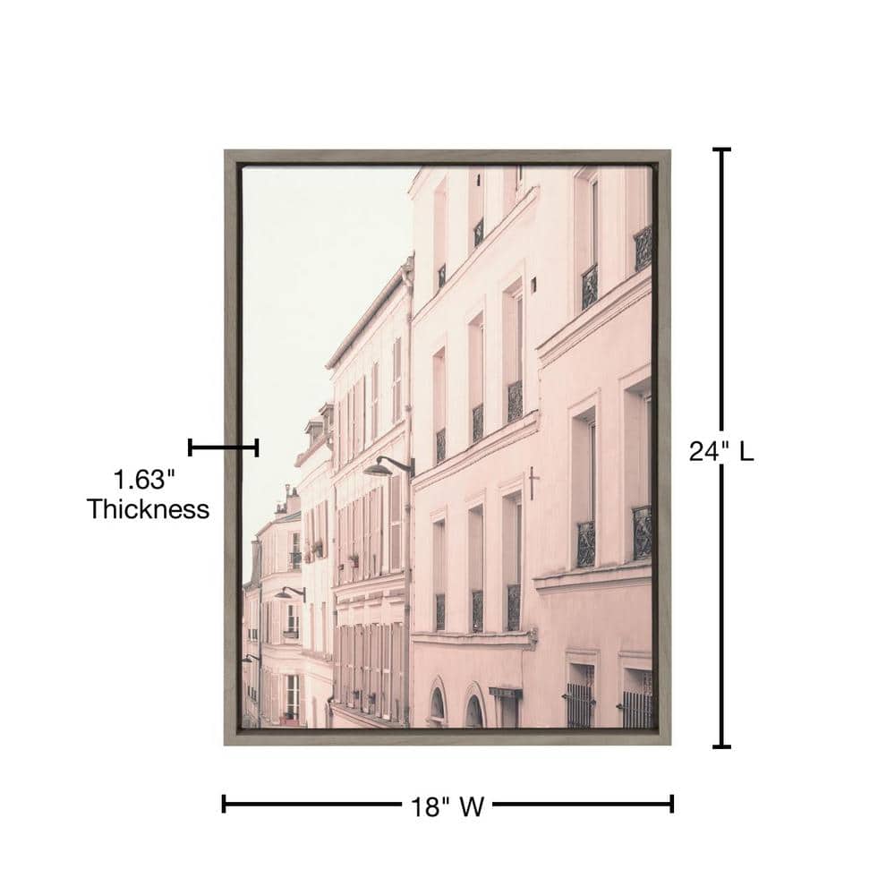 Parisian Perspective 18x24 Gray Framed Canvas Wall Art