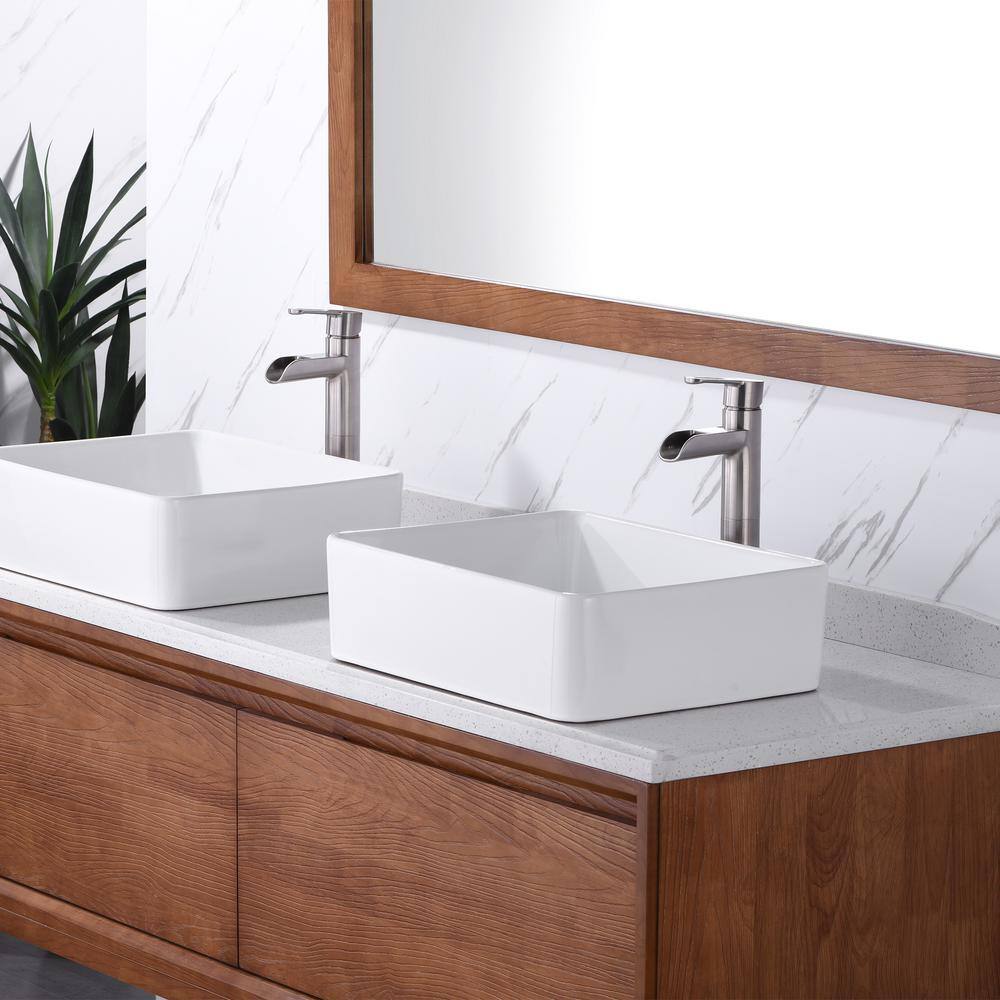 Brushed Nickel Single-Handle Vessel Sink Faucet with Drain Assembly
