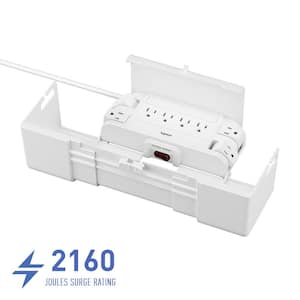 Wiremold CordMate 8-Outlet Cable Management Box with Built-In Surge Protected Power Strip, for Home or Office, White
