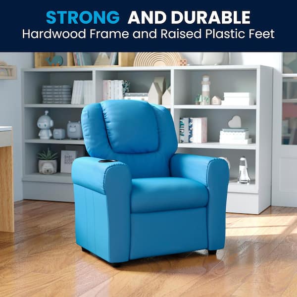 Flash Furniture Contemporary Light Blue Vinyl Kids Recliner with