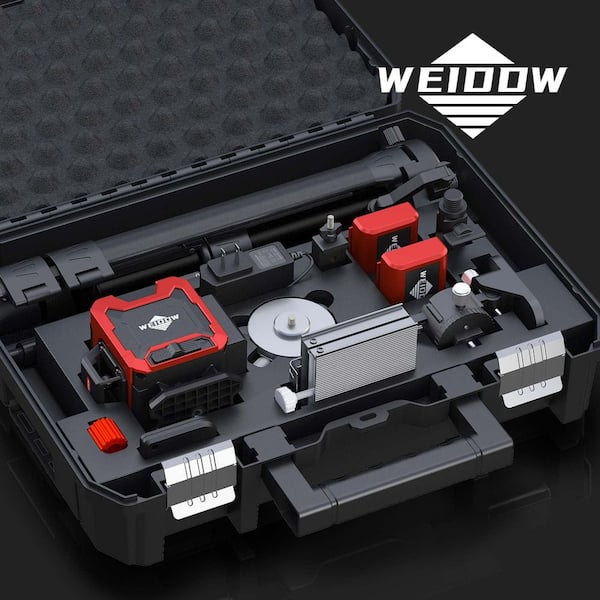 Lithium-Ion Cordless Red 1,969 ft. Self-Leveling Rotary Laser Level Kit with Receiver, Remote Control and Case