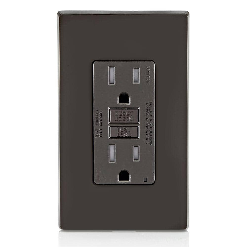 Brown Tamper-Resistant AFCI Outlet with Wall Plate and LED Indicator