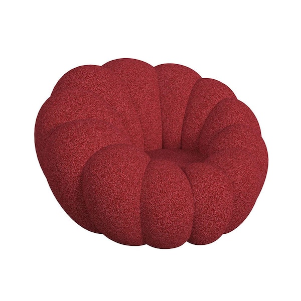 Pumpkin Red Polyester Swivel Chair and Ottoman