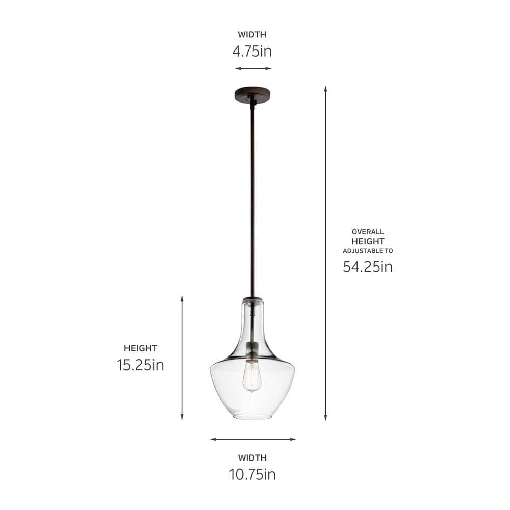 Clear Glass Teardrop Pendant Light with Bronze Finish