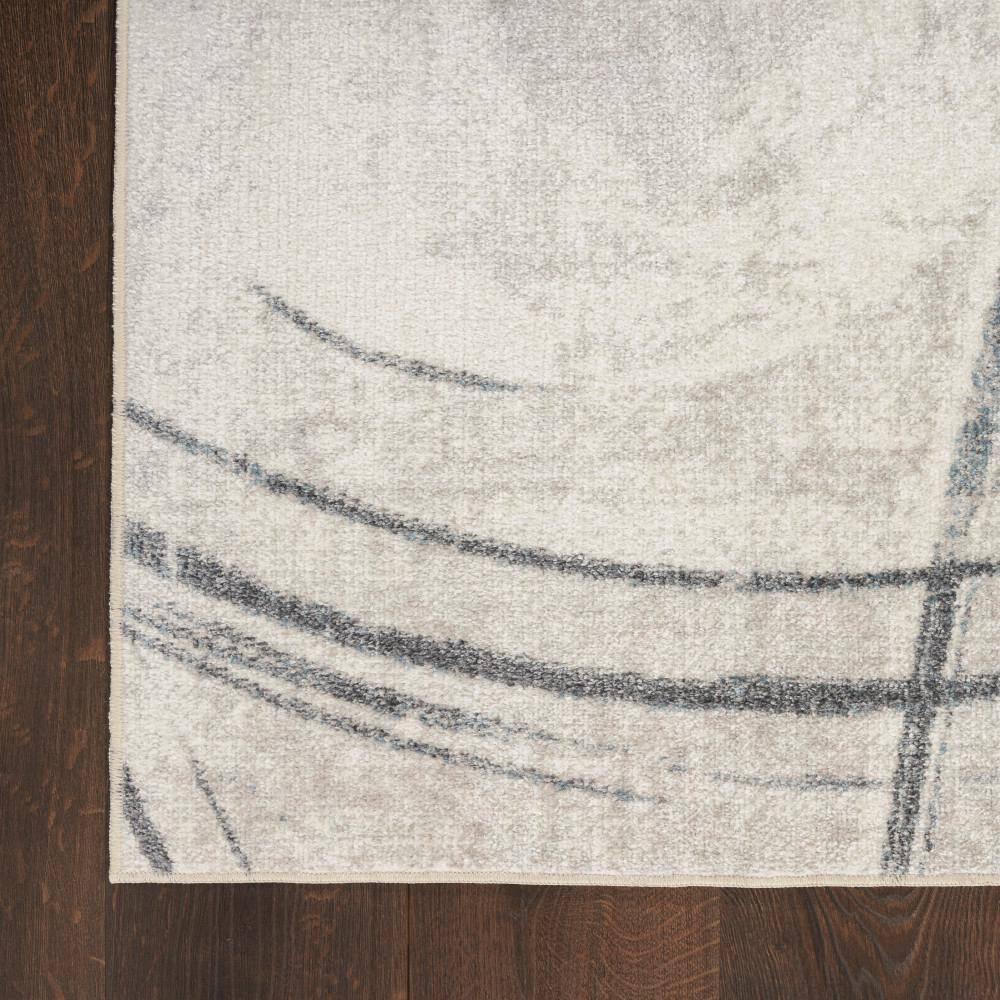 Silver Blue Abstract Synthetic Rectangular Washable Area Rug 8' x 10'