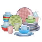 Macaron 32-Pieces Japanese Style Porcelain Multi-Colour Crockery Dinner Set (Service for 8)