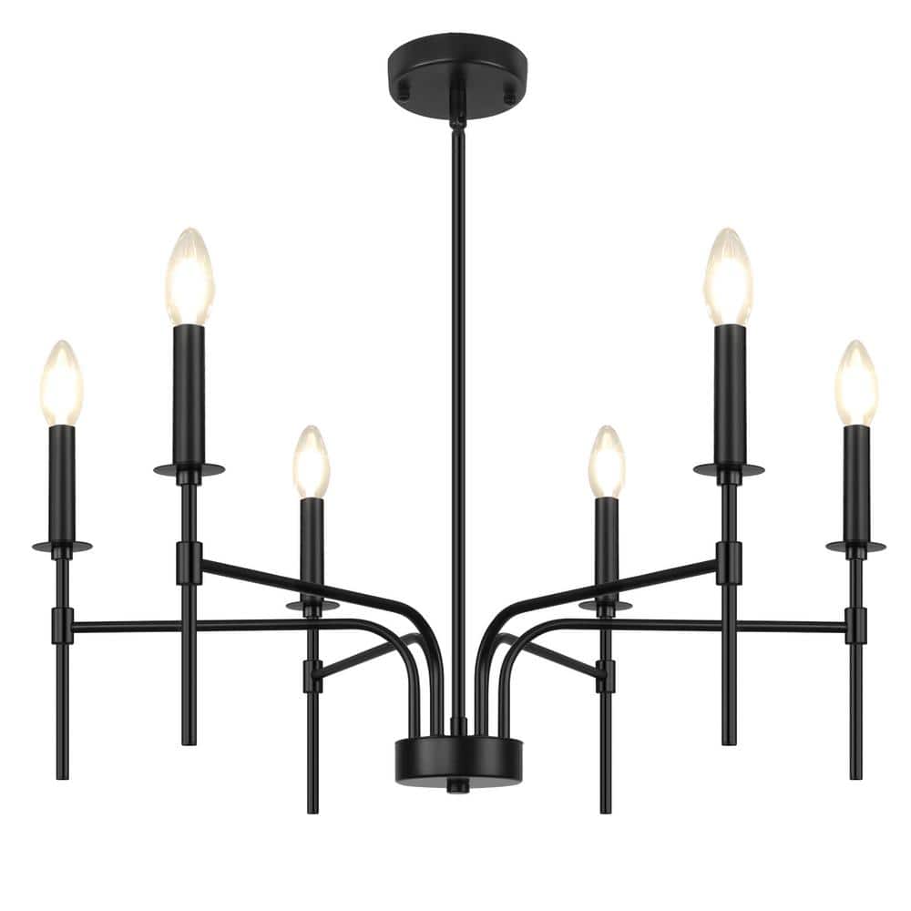 Black Metal 6-Light Candle Style Chandelier