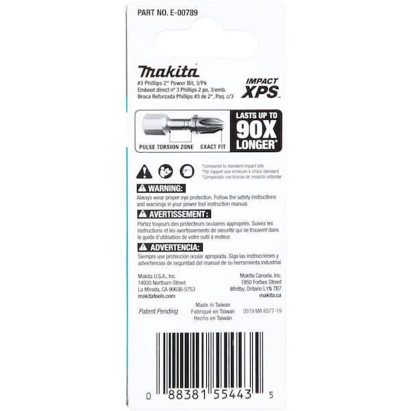 Punta PH2 Makita P-13568 - Estándar DIN3126 C6.3, 127mm De Largo, Para Portabrocas