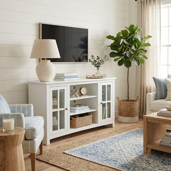 International Concepts White Solid Wood 48 in. Wide TV Stand TV08