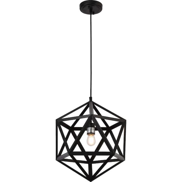 1-Light Black Island Geometric Pendant Light