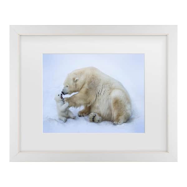 Trademark Fine Art Anton Belovodchenko Polar Bear with Mom Matted Framed Photography Wall Art 13 in. x 16 in.