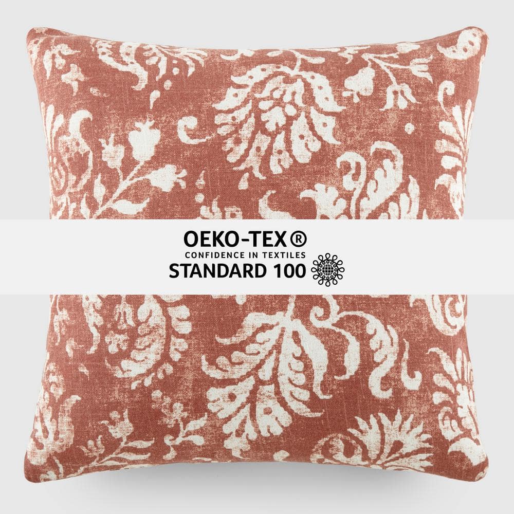 Elegant Rose Cotton Square Throw Pillow with Removable Cover