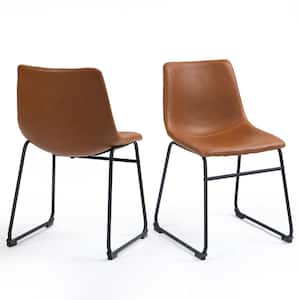 Set of 2 Adan Iron Frame Vintage Cappuccino Brown 17.5 in. Faux Leather Dining Chair