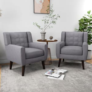 Modern Grey Button Back Upholstered Armchair (Set of 2)