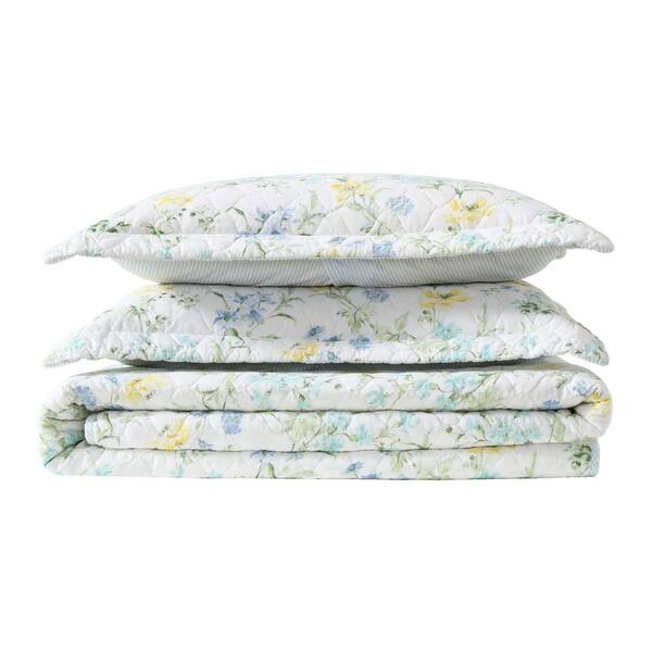 Laura Ashley Poppy Meadow 2-Piece Yellow/Aqua/Blue Cotton Twin