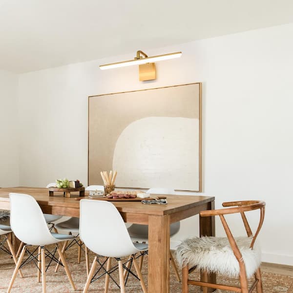 HUOKU Nimbus 23.7 in. 1-Light 14-Watt Brushed Brass Gold LED