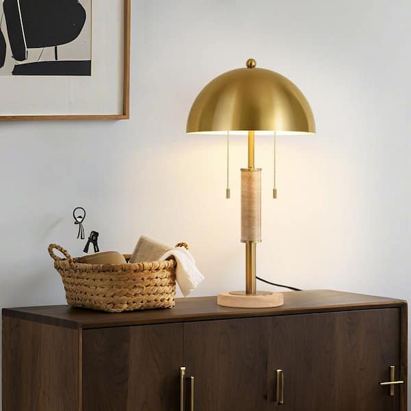 KAISITE 23 in. Gold Modern 2-Light Plug-in and Flexible Table Lamp